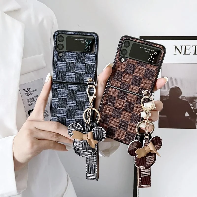 Leather Checkerboard Pendant Samsung Galaxy Z Flip Case
