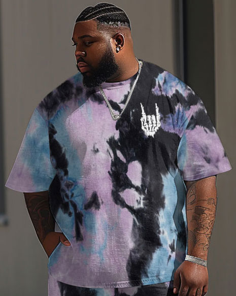 Street Casual Tie-Dye Skull Print Large Men's Suit