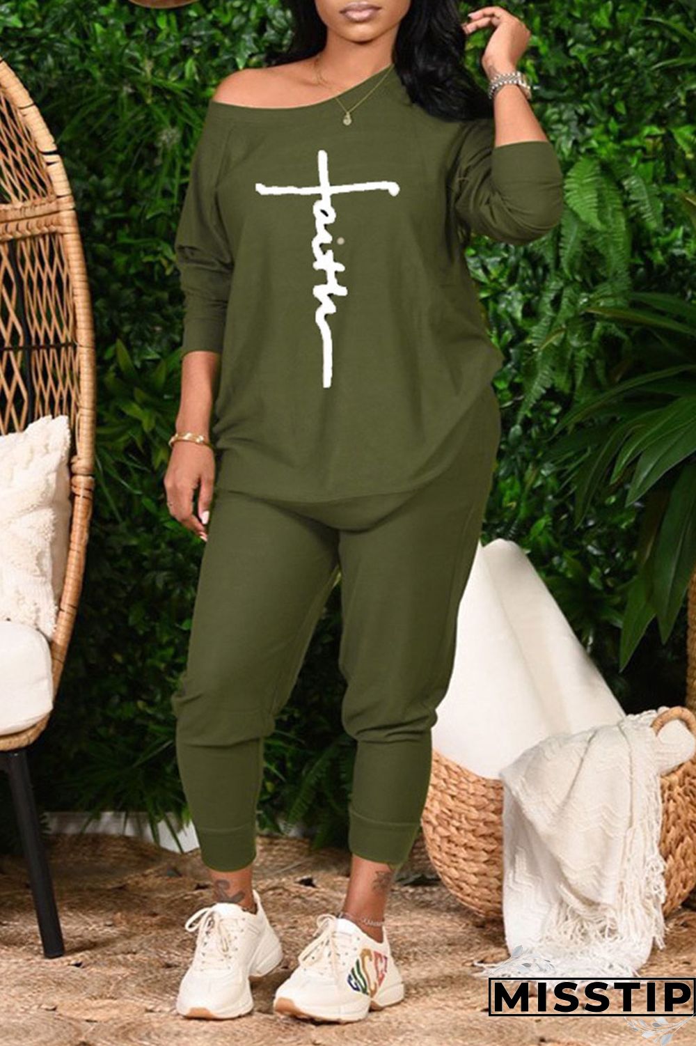 Fuchsia Casual Print Patchwork O Neck Long Sleeve Two Pieces