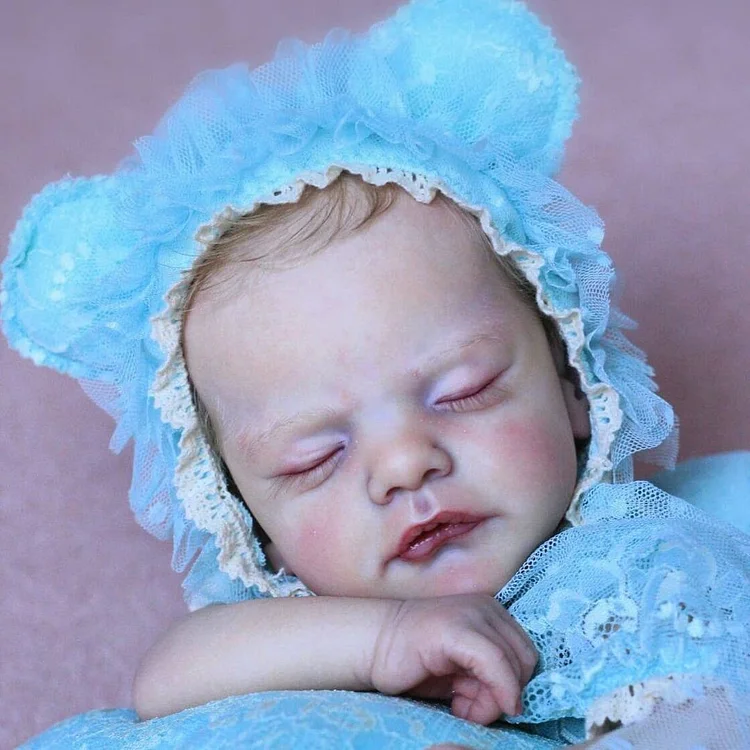 12" Realistic Reborn Baby Boy Dolls, Sleeping Silicone Vinyl Newborn Baby Roland with Hand-painted Hair