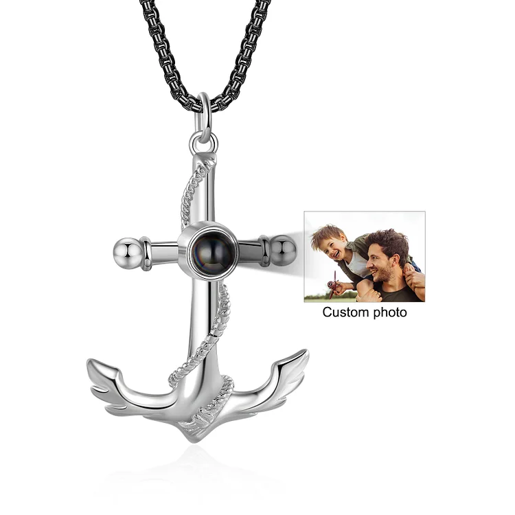 Personalized Anchor Photo Necklace Custom Projection Necklace For Men