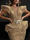 Gorgeous Embellished Deep V-Neck Tasseled Sexy Slim Evening Maxi Dress