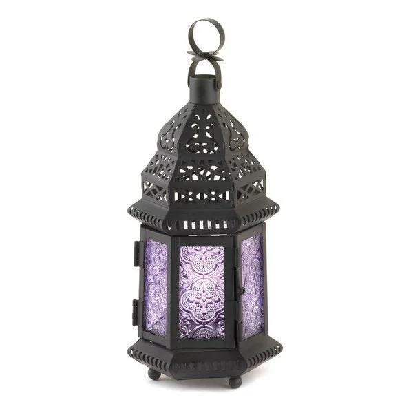 Accent Plus Lavender Glass Moroccan Candle Lantern - 11 inches