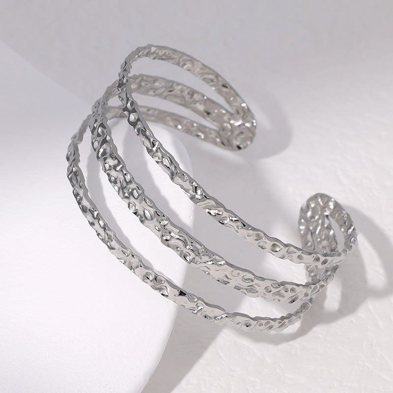 Stripe Stainless Steel Electroplating Bangles