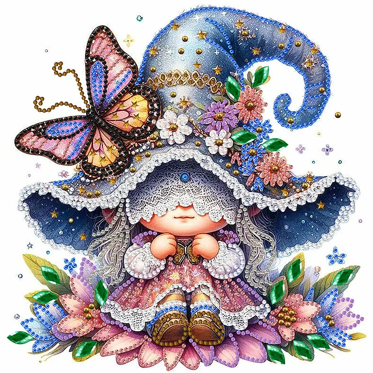 Partial Special-Shaped Diamond Painting - Spring Butterfly Gnome 30*30CM