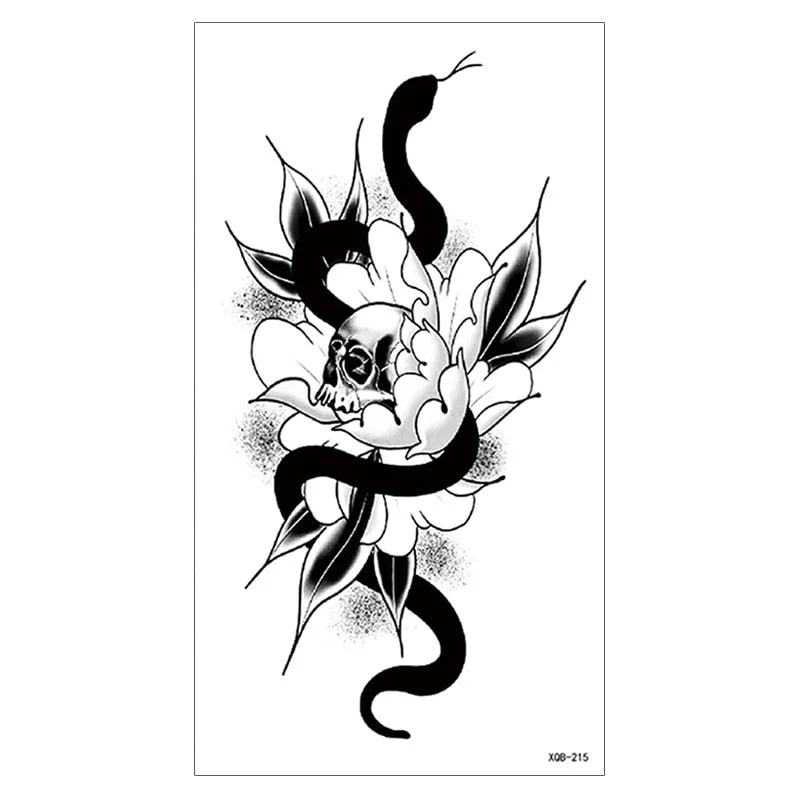 Waterproof Temporary Tattoo Sticker Snake Flower Rose Flash Tattoos Lace Fox Lion Bird Body Art Arm Skull Fake Sleeve Tattoo