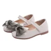 Girls Princess  Fashion Solid Color Bow Leather Shoes