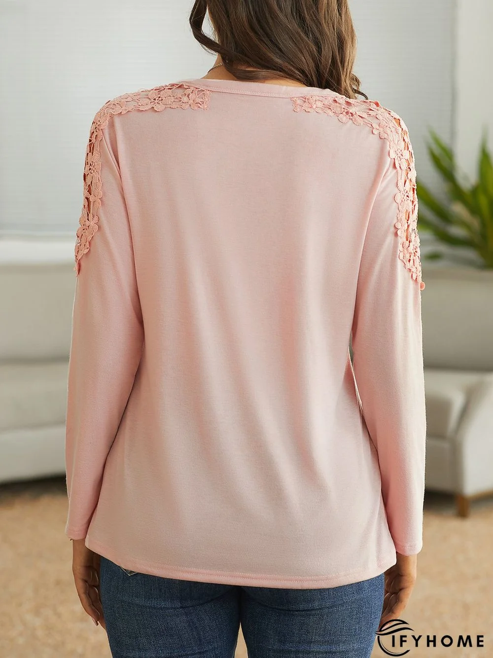 Regular Fit Crew Neck Cotton Blends Blouse | IFYHOME