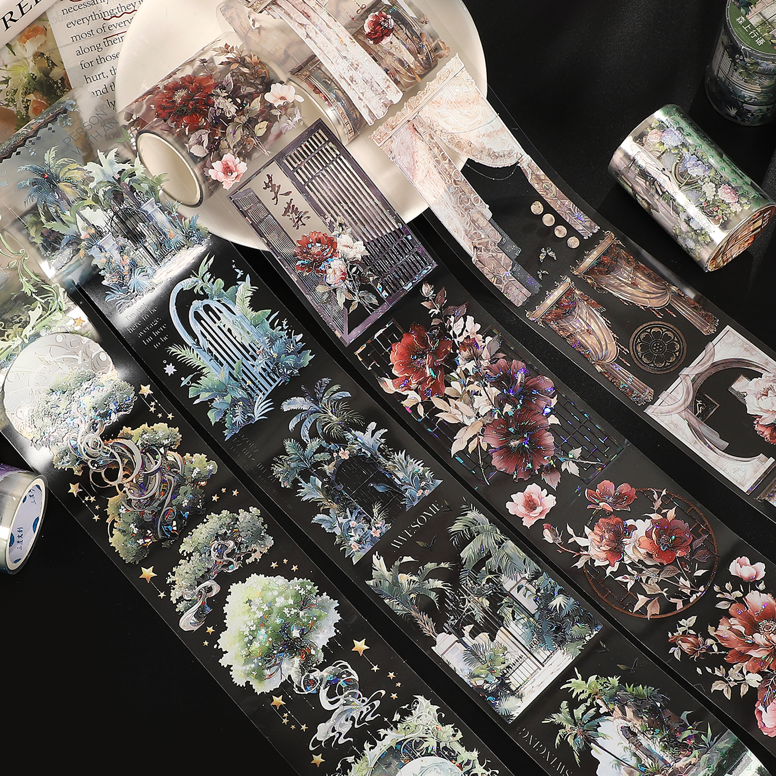 PET 테이프 - 200cm 빈티지 캐릭터 꽃 식물 조경