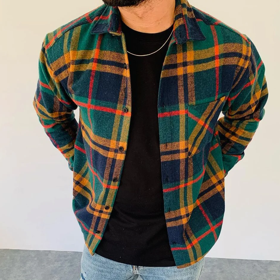 Checked Textured Shirt Jacket-barclient