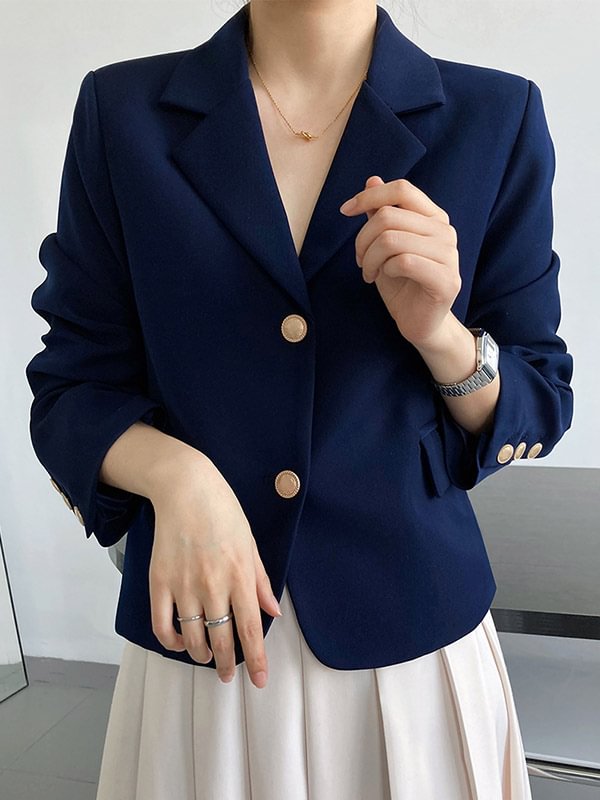 Simple Urban Solid Color Buttoned Blazer