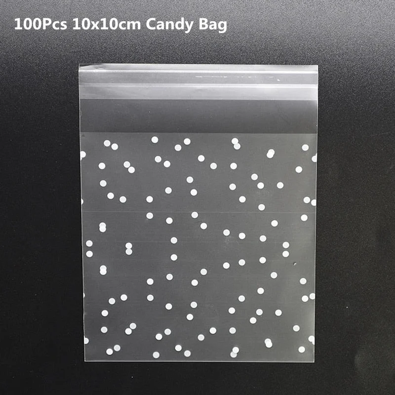100Pcs Plastic Bags Thank you Cookie&Candy Bag Self-Adhesive For Wedding Birthday Party Gift Bag Biscuit Baking Packaging Bag