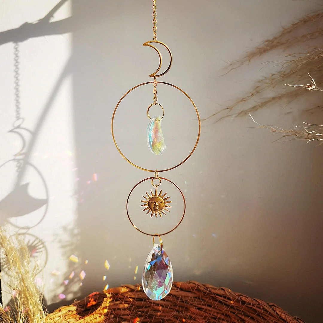 Colorful Crystals Suncatcher Hanging Sun Catcher with Chain Pendant Ornament Suncatchers for Window Home Garden Christmas Gift