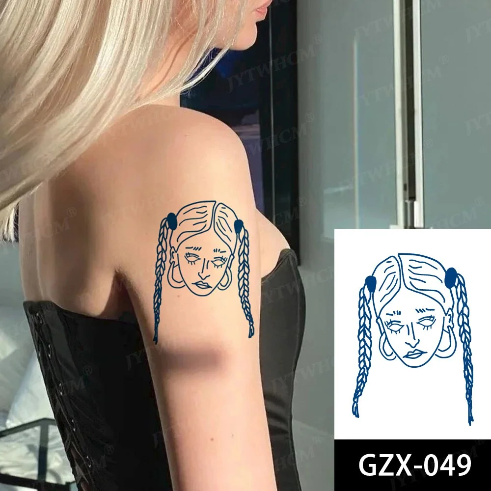 Sdrawing Stickers Semi-permanent Plant Lasting Tattoo Blue Henna Lace Flower Arm Non-reflective Herbal Juice Tattoo Waterproof