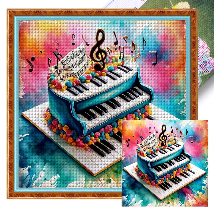 Piano Cake (45*45cm) 11CT Stamped Cross Stitch gbfke