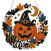 Pumpkin Witch Hat 2D Flat DIY Diamond Painting Pendant for Wall Decor 24cm