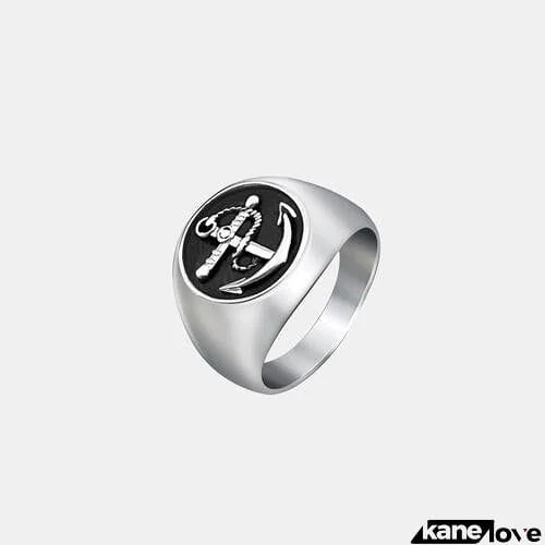 Titanium Steel Anchor Signet Ring