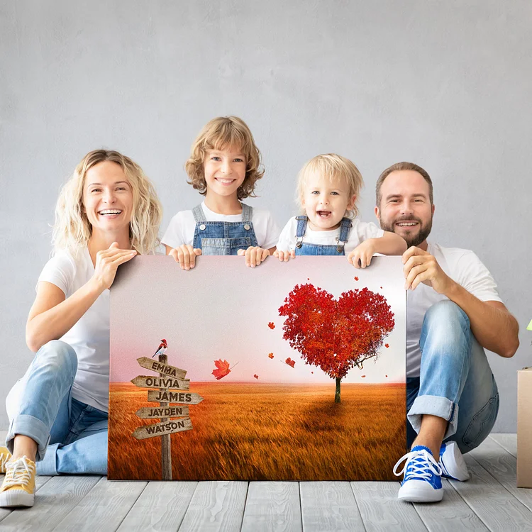 Tree Of Love Customized Canvas For Father's day, Family Wall Décor, Gift Ideas For Anniversary,Birthday, Father's day,Mother's day, Street Sign Canvas, Personalized Canvas