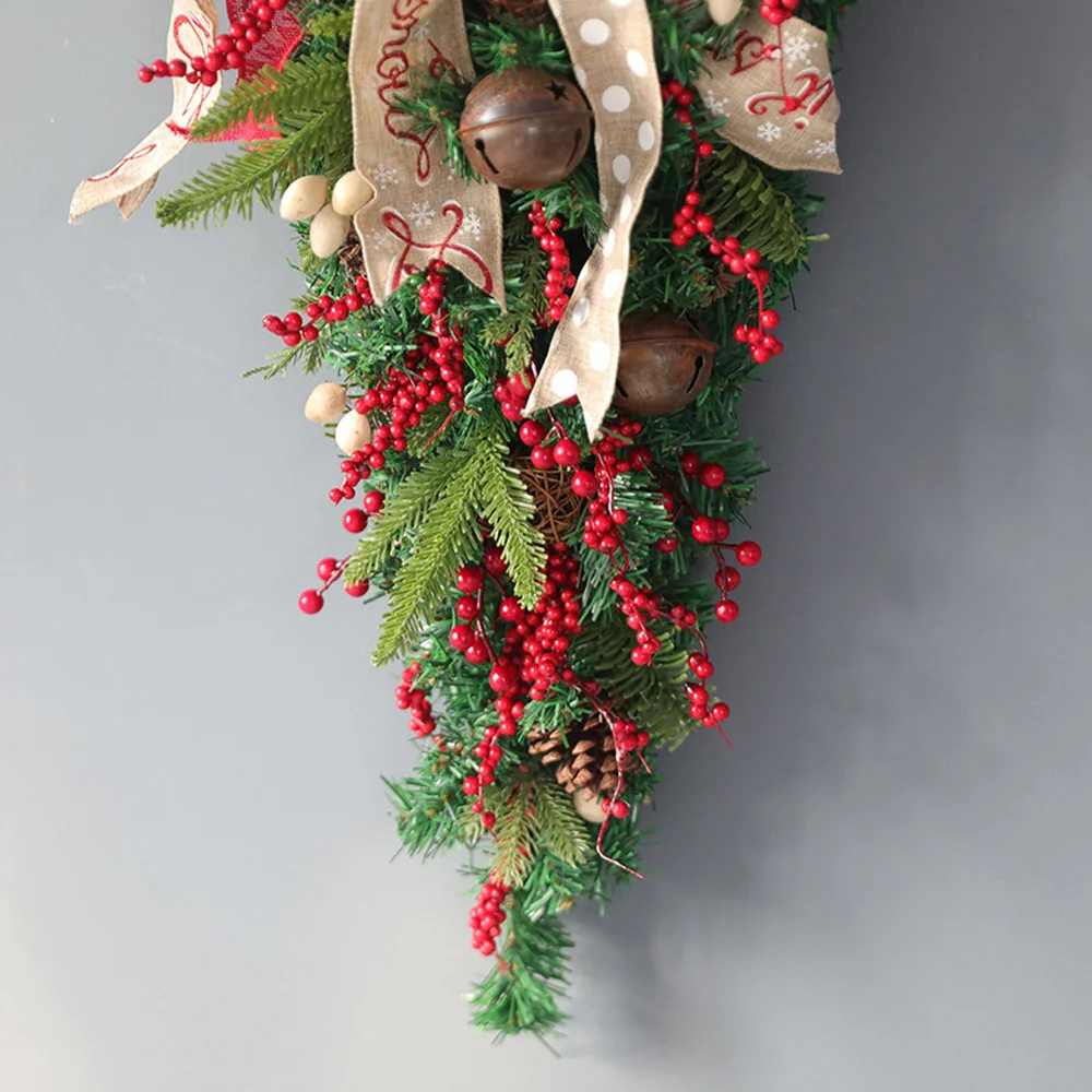 Christmas decorative simulation Red fruit grape bells Upside down tree garland