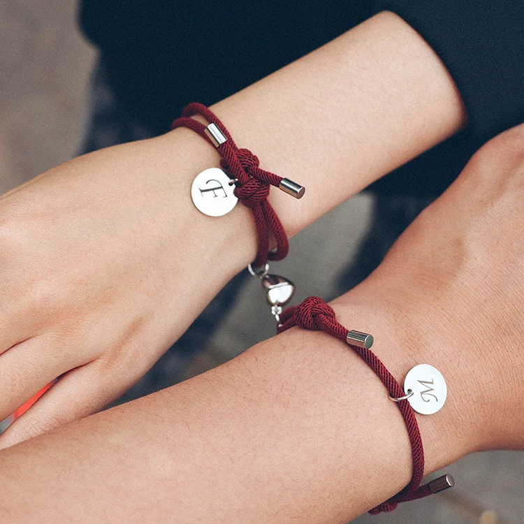 Magnetic Couple Bracelets With Letters lanc&love