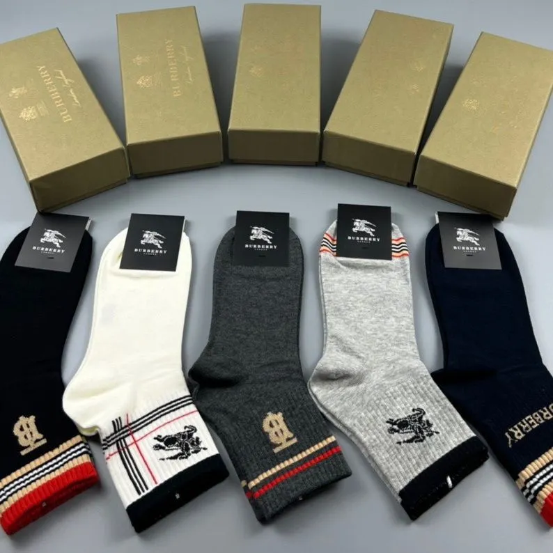 Men's Mid-Calf Socks Business Casual Sports Odor-Resistant Sweat-Absorbing Spring Autumn New 5 Pairs Boxed Socks Unisex