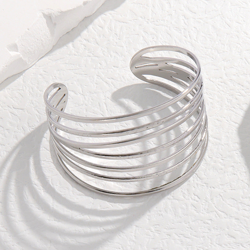 Stripe Stainless Steel Electroplating Bangles