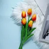 10 Stems | 13" Orange Real Touch Artificial Foam Tulip Flower Bouquets