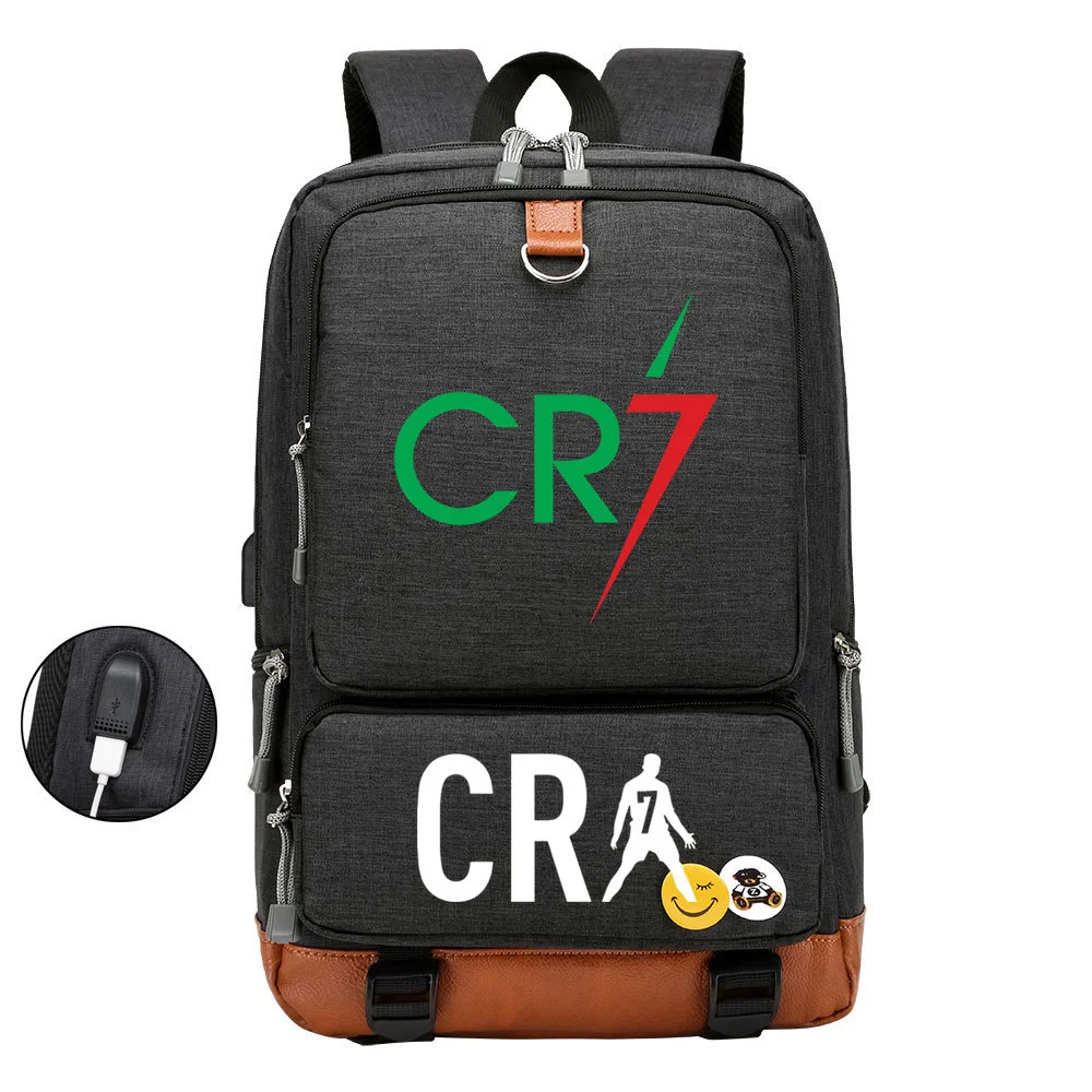 Buzzdaisy Get Sports-Ready with Cristiano Ronaldo Printed Multi-Storage Backpack w/ USB and Laptop Space