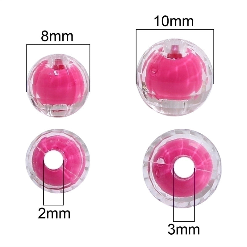 1 Set Diameter 10mm Diameter 8mm Hole 2~2.9mm Arylic Round Beads