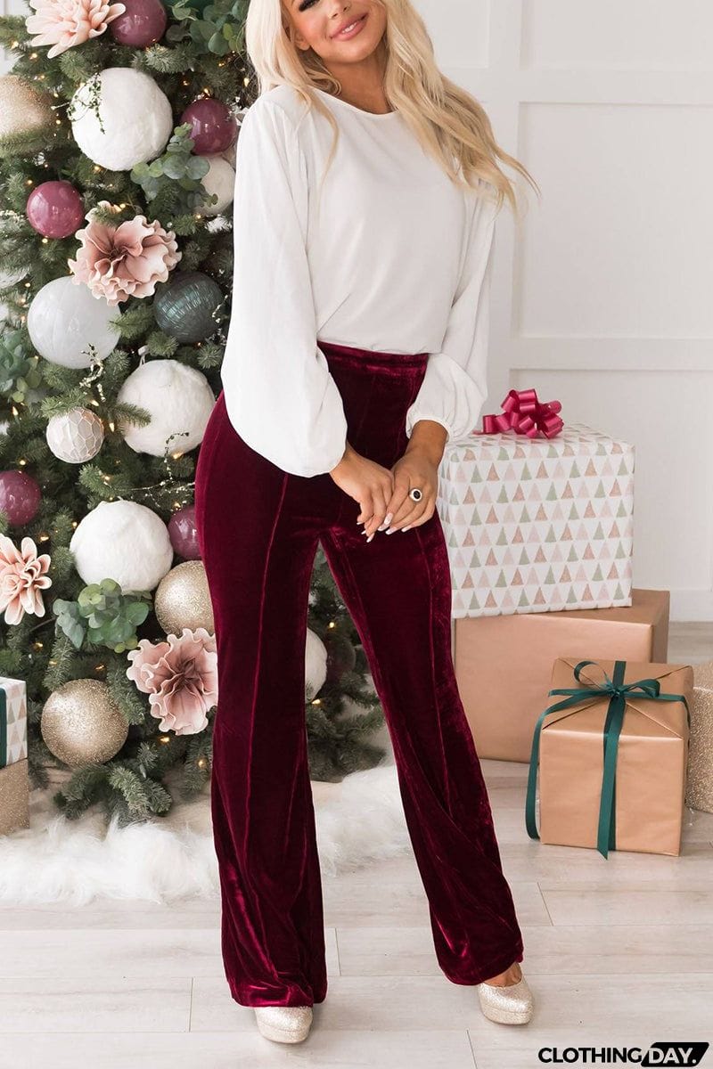 Cheerful Velvet Seam Flares Pants