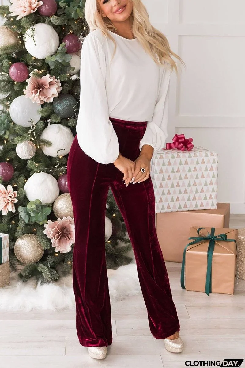 Cheerful Velvet Seam Flares Pants