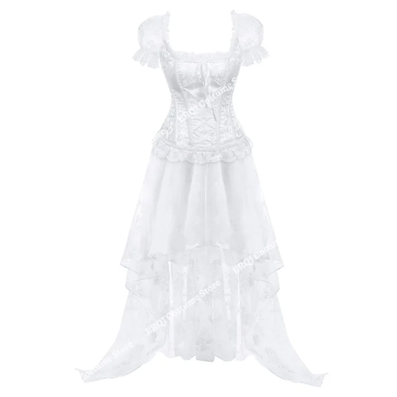 Billionm Corset Dress Lace Floral Body Shape Sexy Corsets Dresses for Women Elegant Halloween Cosplay Costume White Plus Size