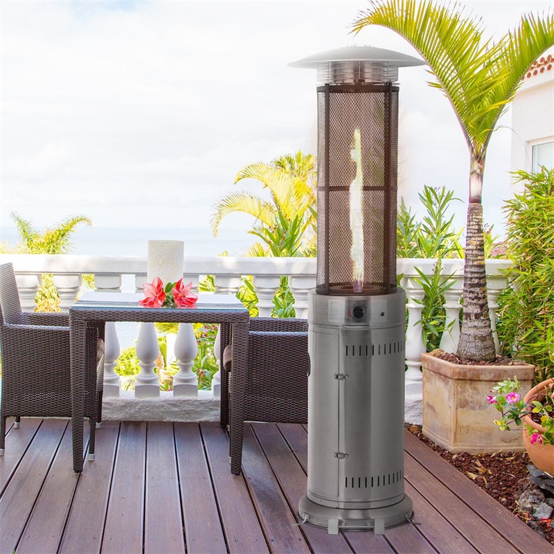 41000 BTU Stainless Steel Standing Round Glass Tube Propane Patio Heaters