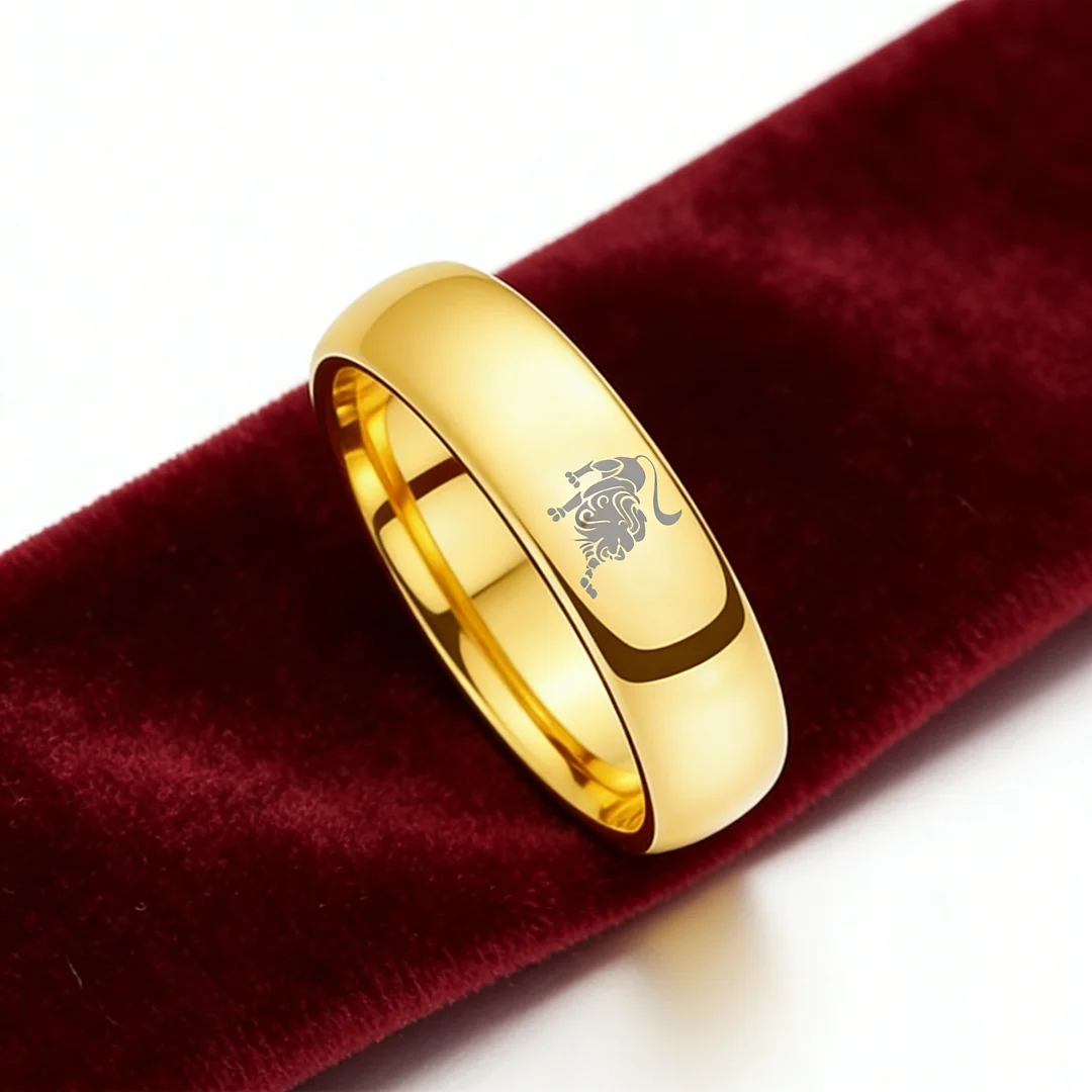 Womens Or Mens Leo Tungsten Carbide Wedding Rings Gold Domed Top Couples Bands 4MM 6MM 8MM