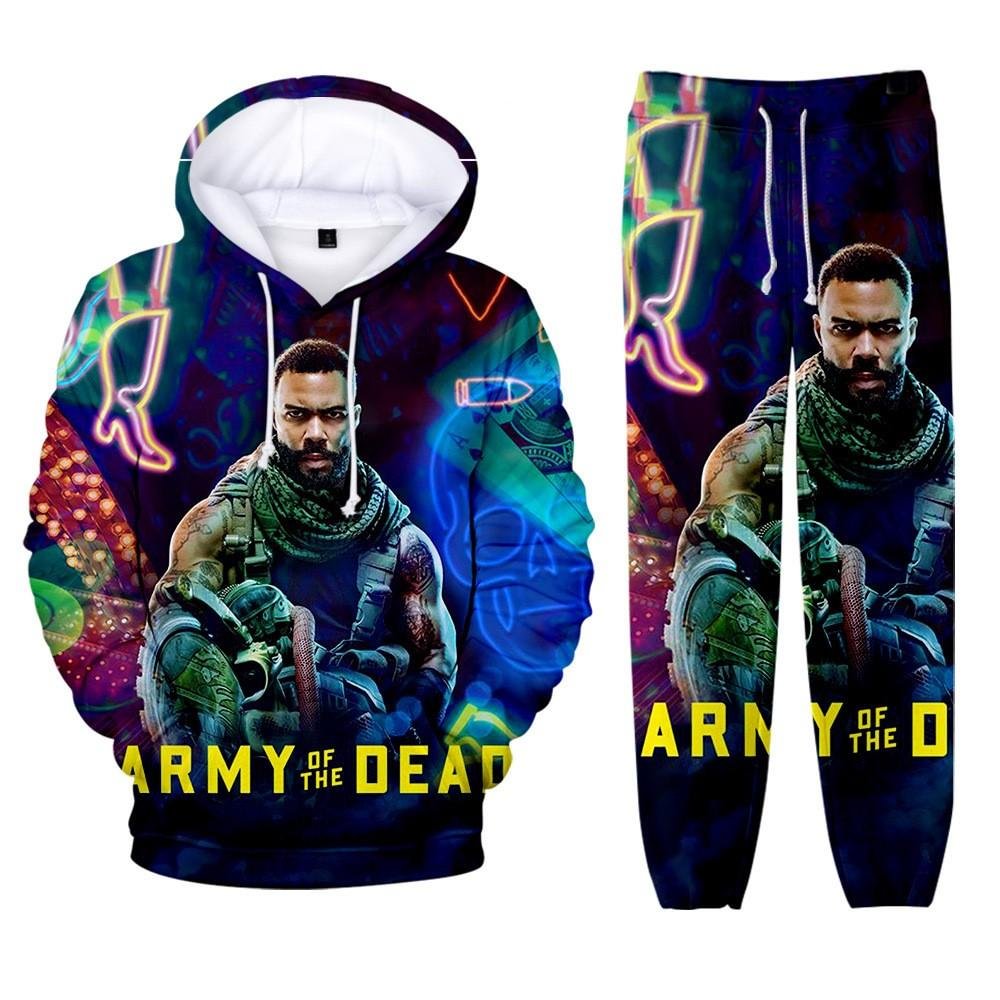 Army of the Dead Hoodie and Sweatpants Set Long Sleeve Pullover Drawstring Jogger Pants for Adults for Kids Adult Outdoor Sport Wear