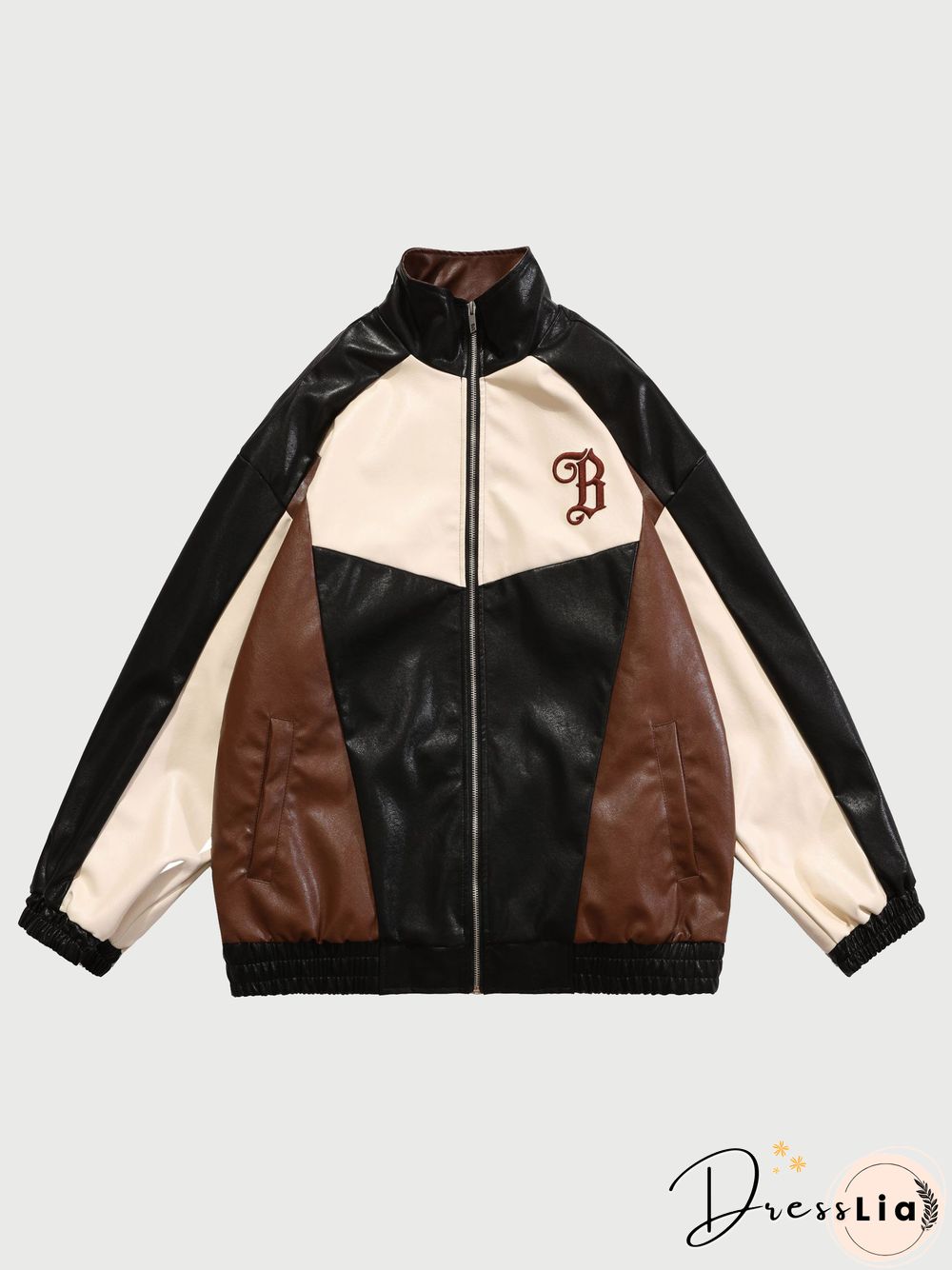 Vintage Patchwork Pu Leather Jacket