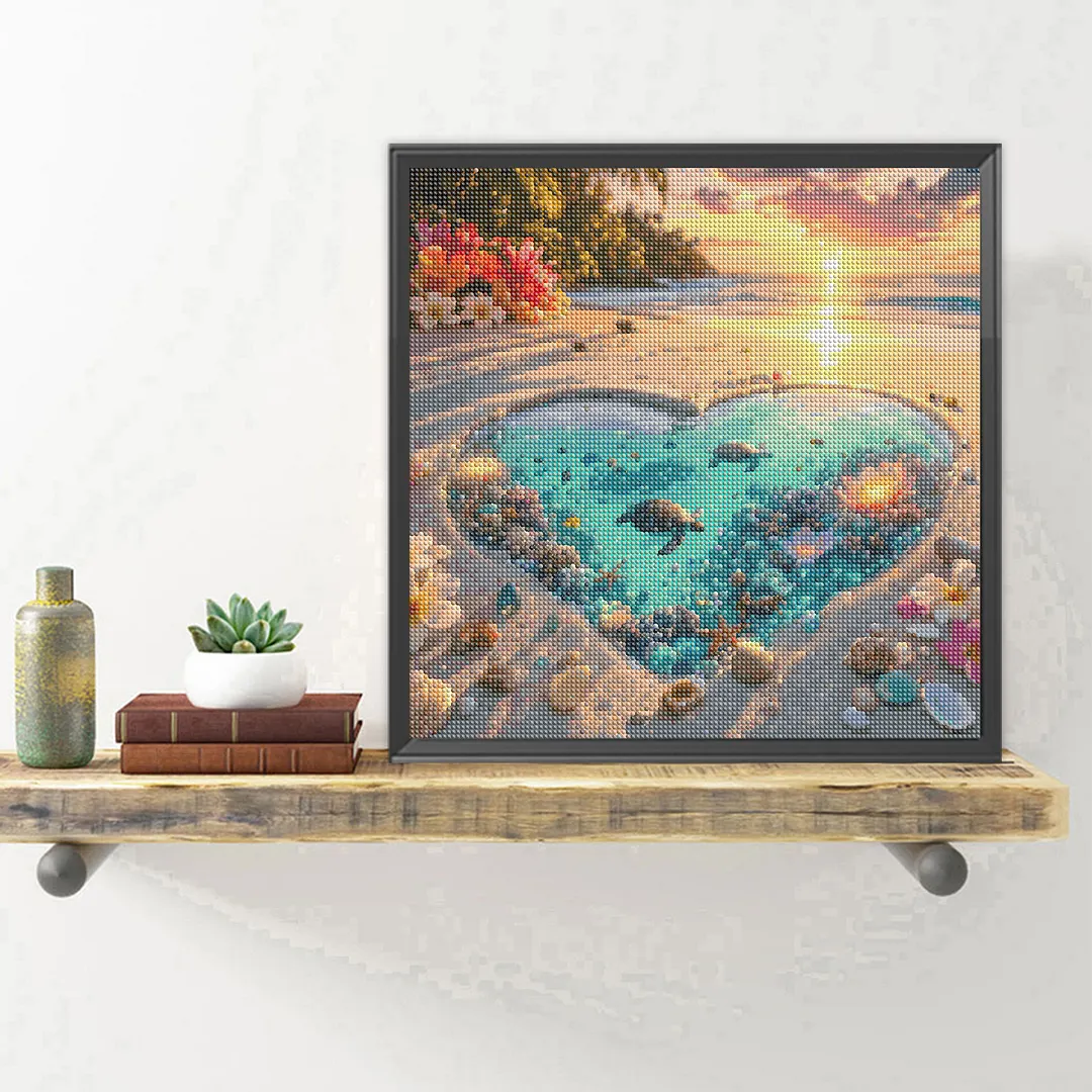 Love Beach Full DIY 5D Round Drill Diamond Painting Kits for Adults/Beginners Gift Home Decor Diamond Dots Paintings Picture Arts Craft 40x40cm
