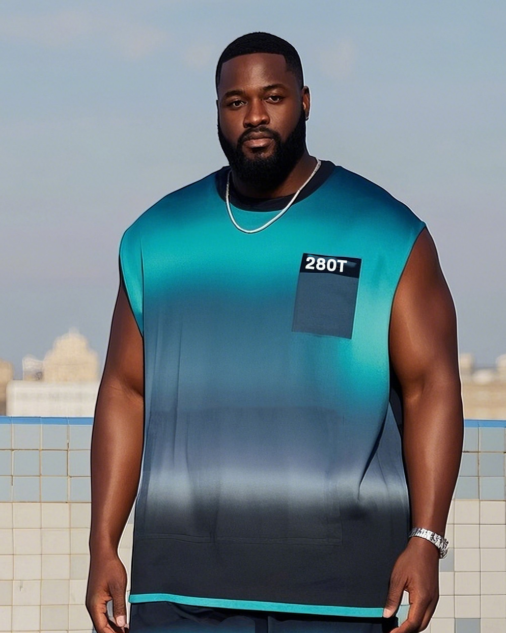 Big Boy Black Blue Gradient Small Creative Vest Trousers Suit
