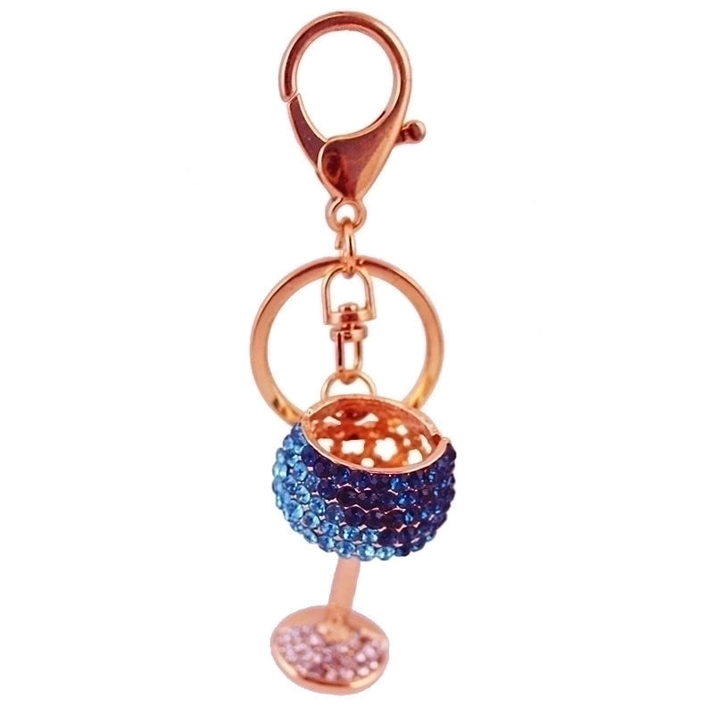 Diamond Crystal Wine Glass Car Keychain