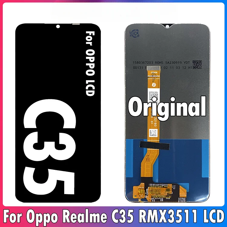 Original 6.6" For Oppo Realme C35 LCD RMX3511 Display Screen Touch Digitizer Assembly Replacement For Realme C35 Display