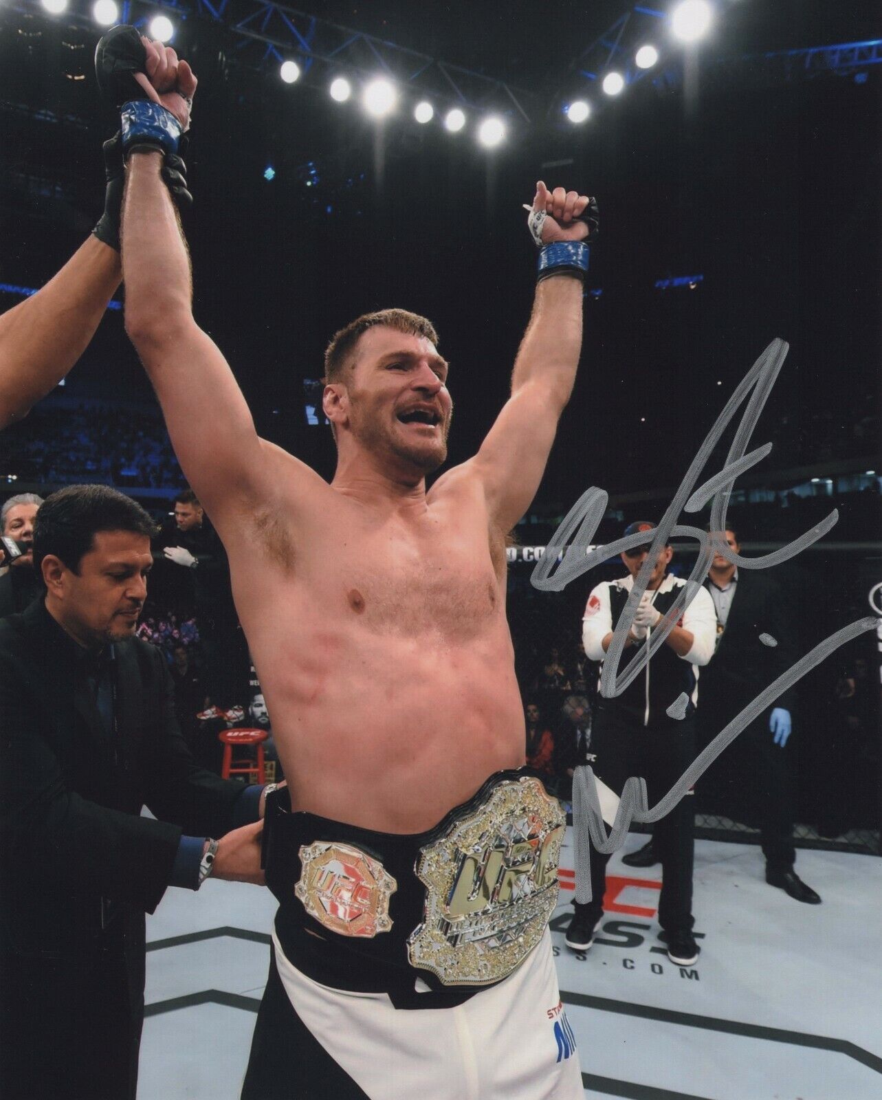 STIPE MIOCIC SIGNED AUTOGRAPH 8X10 UFC MMA HEAVYWEIGHT CHAMPTION BELT