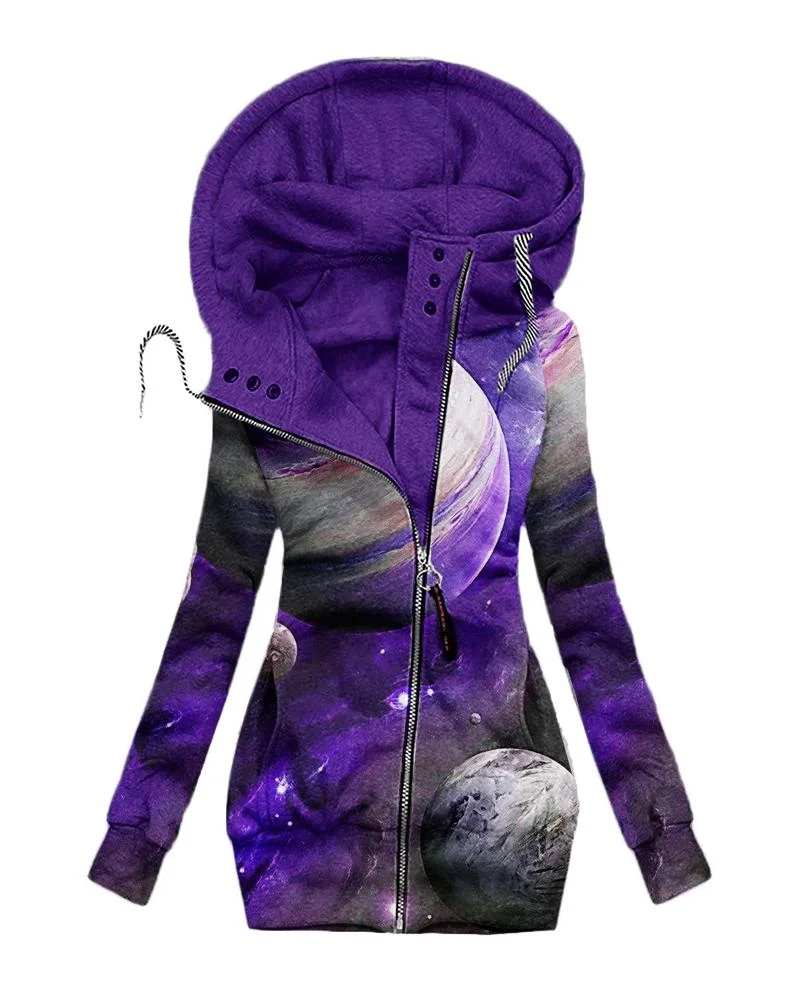 Women's Hooded Sweat printed Jacket09
