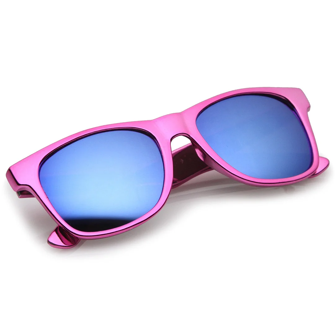 Retro Metallic Square Colored Mirror Lens Horn Rimmed glasses 55mm