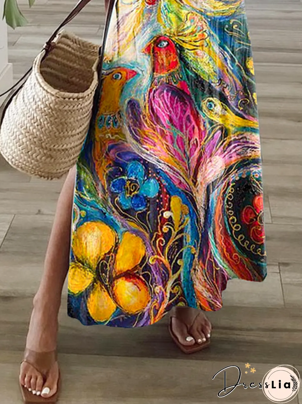 Abstract Casual Short Sleeve Shift Knitting Dress