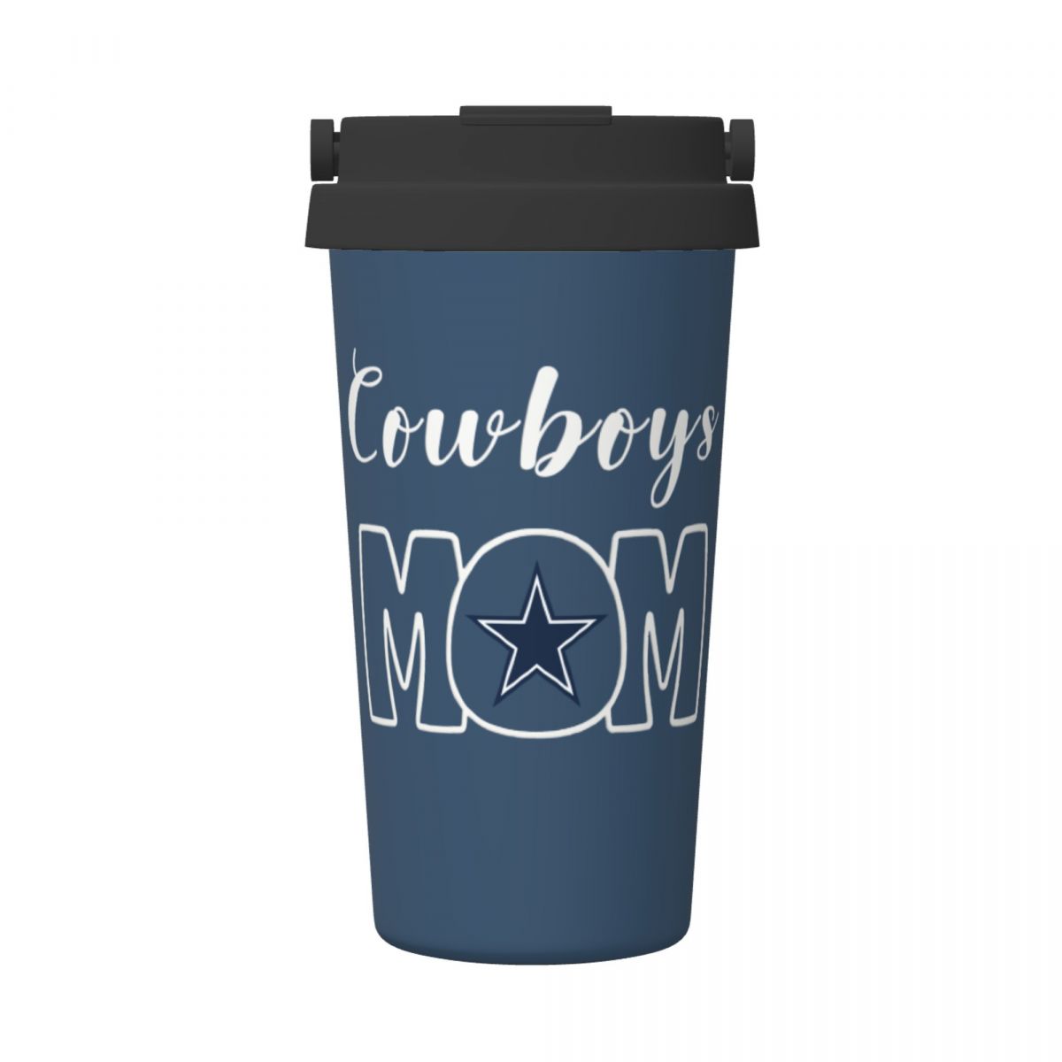 Dallas Cowboys Mom Reusable Coffee Cup with Lid and Handle