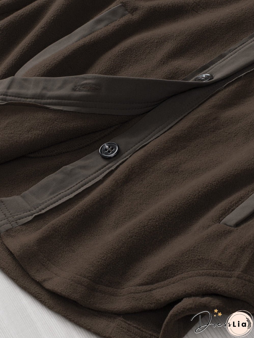 Brown Plush Fleece Button-Up