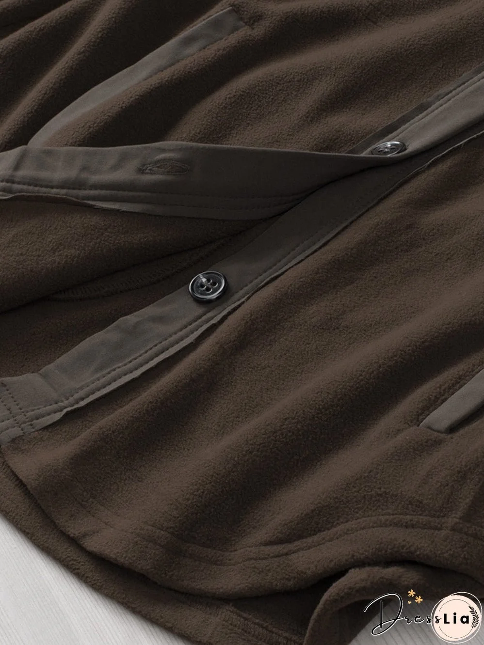 Brown Plush Fleece Button-Up