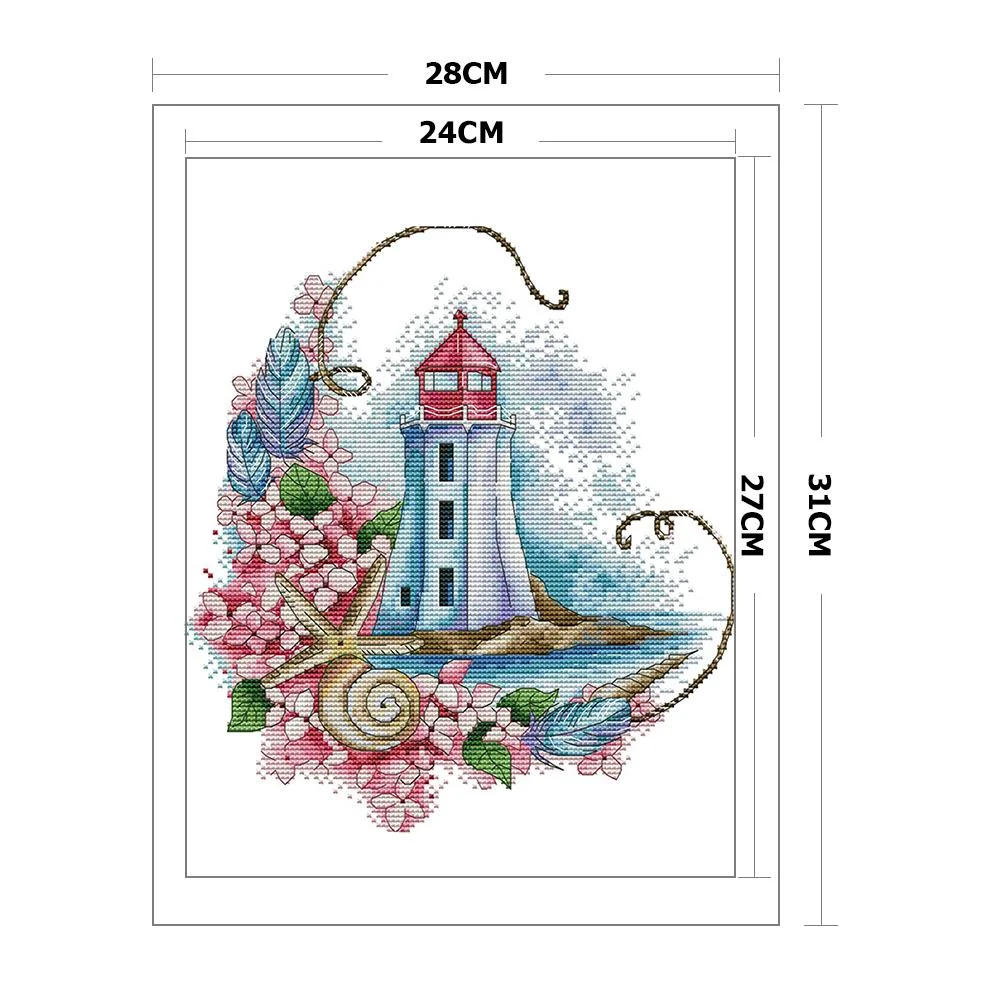 14ct Stamped Cross Stitch - Sea Star Lighthouse (28*31cm)