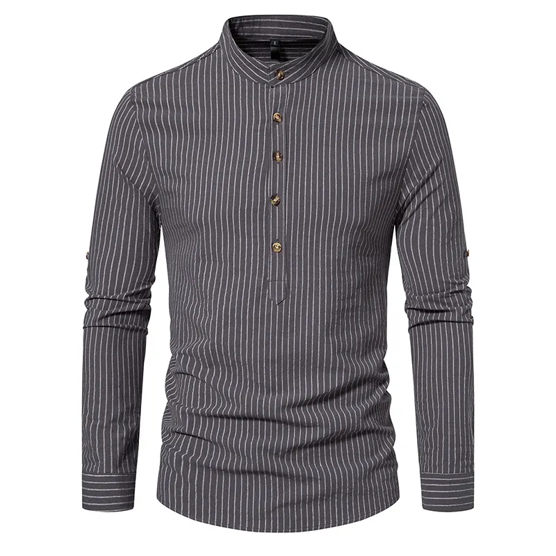 Men's Long Steeve Collar Plaid Shirt