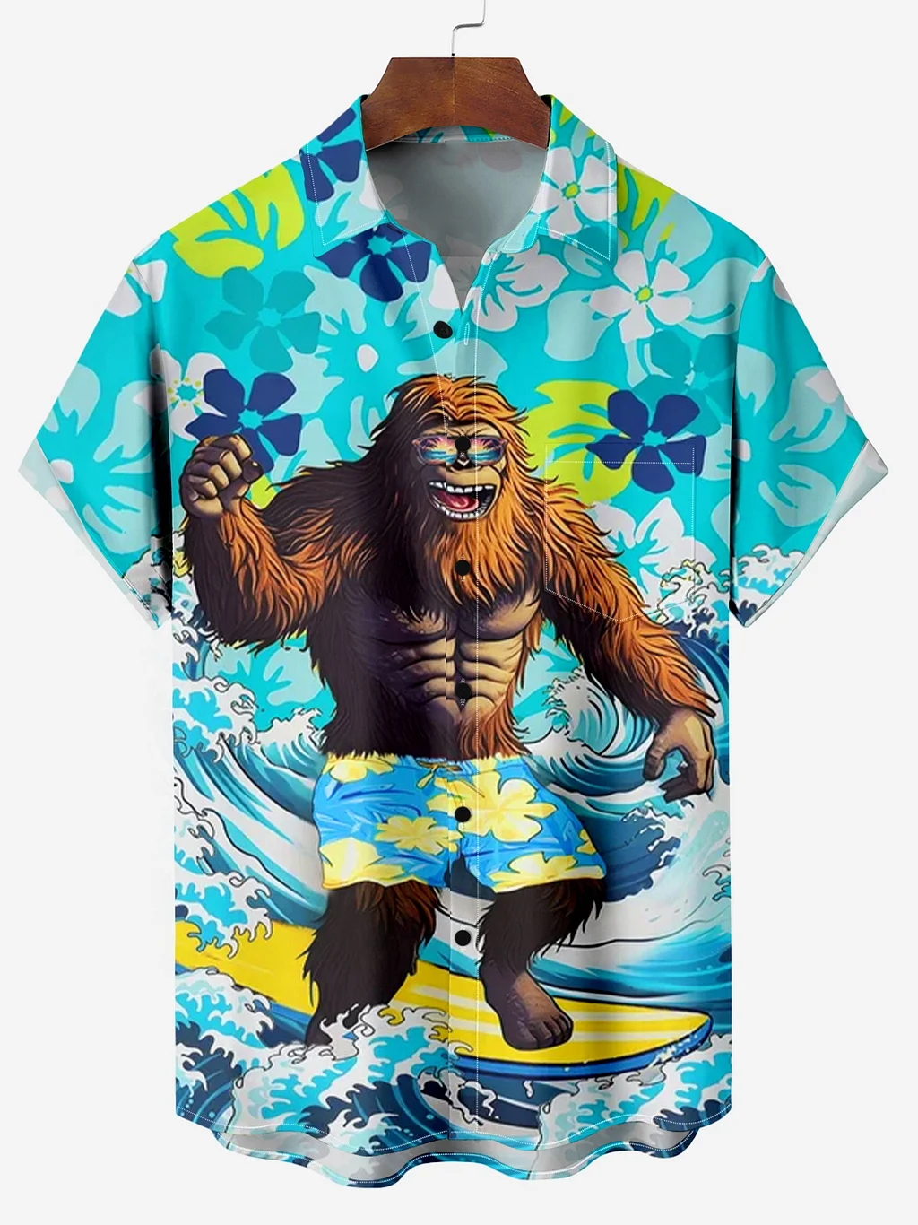 Men's Casual Forest Monster Vacation Print Shirt PLUSCLOTHESMAN